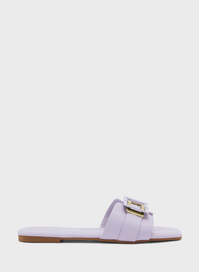 ELLA Metal Trim Detail Flat Sandal - Image 1