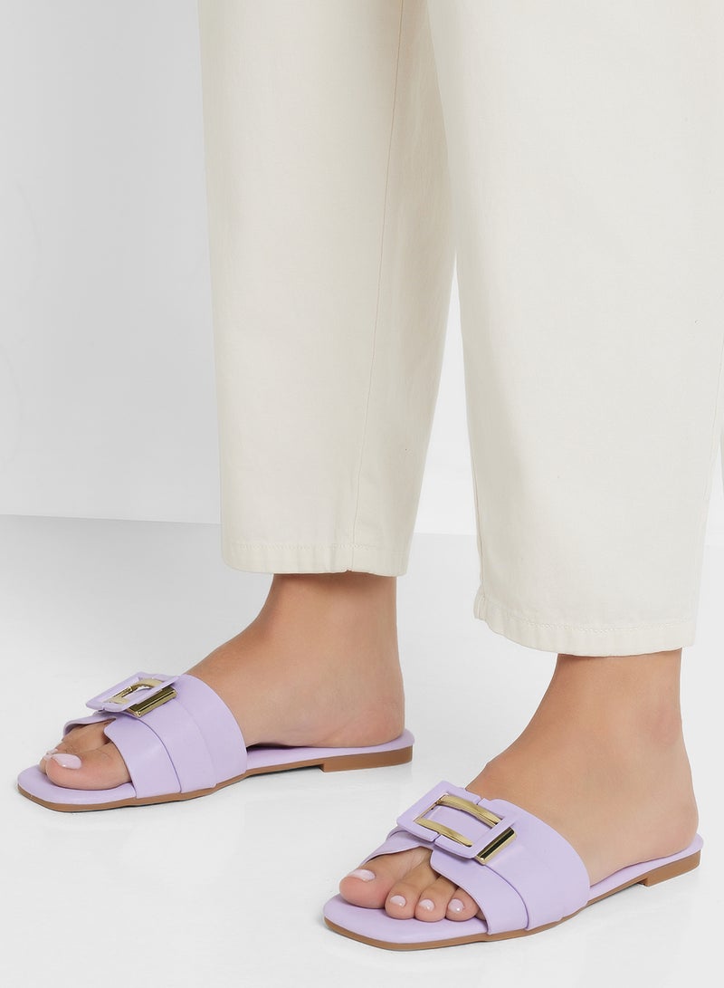 ELLA Metal Trim Detail Flat Sandal - Image 5