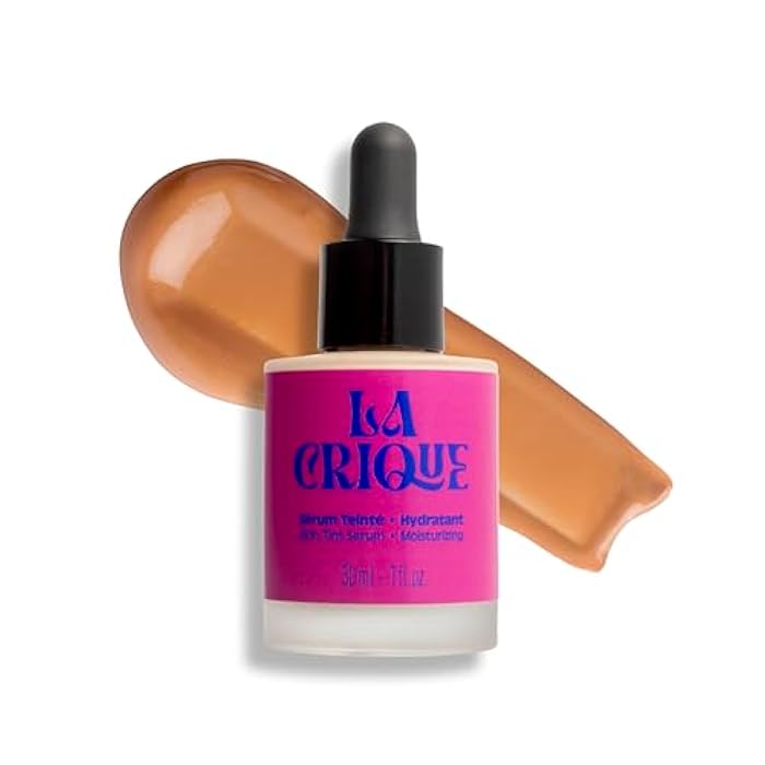 LA CRIQUE Hydrating Tinted Serum - Lightweight Face Foundation with Hyaluronic Acid & Prickly Pear - Buildable Coverage - Dry Skin - Vegan Friendly & Cruelty-Free - Shade 04 Deep - 1 fl oz - Image 1