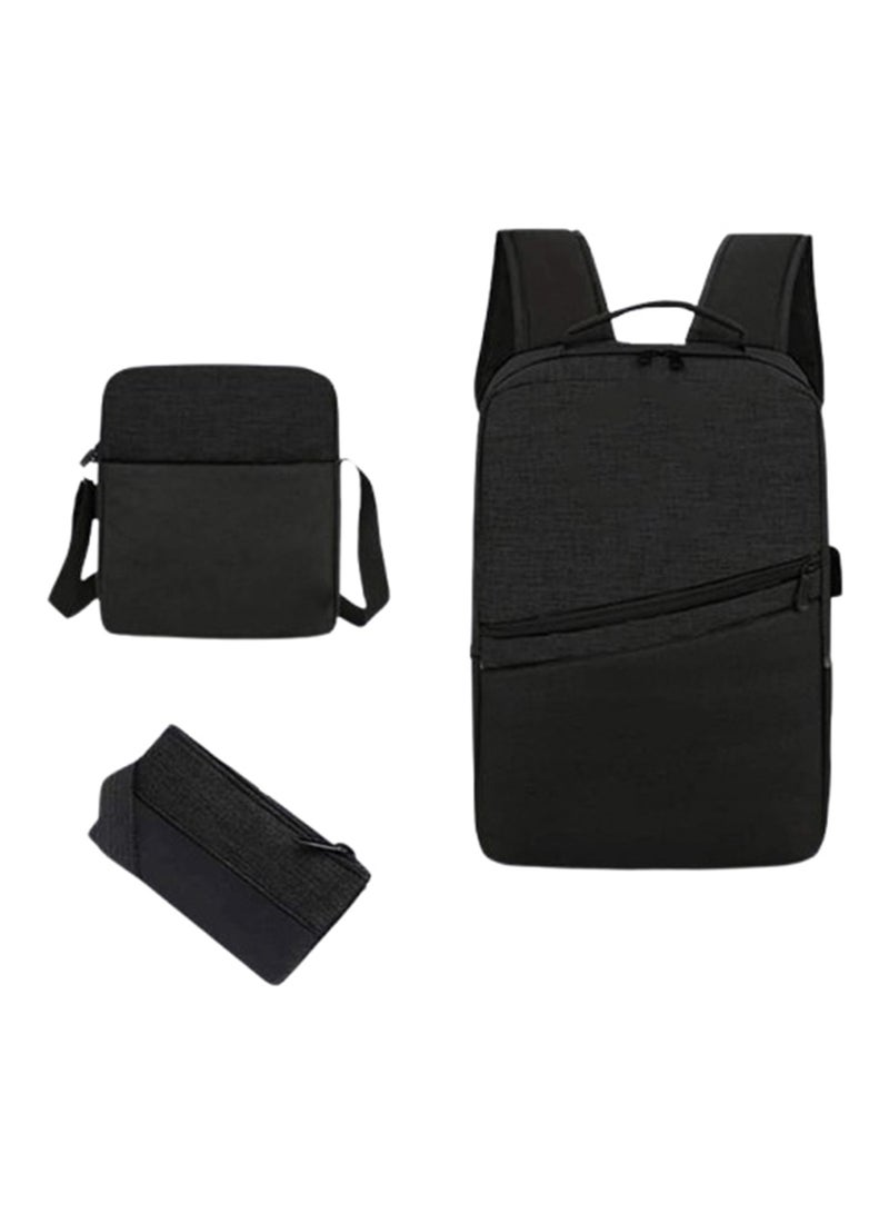 3pcs Smart Laptop School Travel Backpack Set Black - Image 2