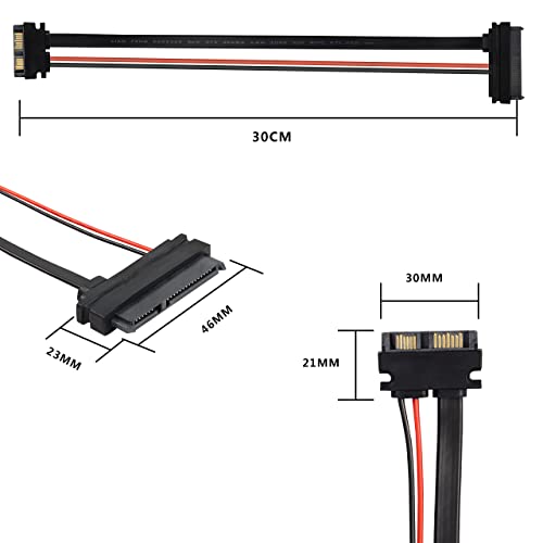 XMSJSIY Slimline SATA 13 to 22 Pin Adapter, 2.5" HDD/SSD/Laptop CD-ROM Connector - 2PCS 30cm - Image 3
