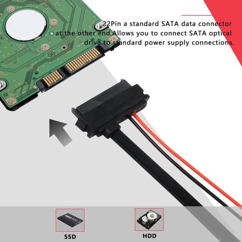 XMSJSIY Slimline SATA 13 to 22 Pin Adapter, 2.5" HDD/SSD/Laptop CD-ROM Connector - 2PCS 30cm - Image 5