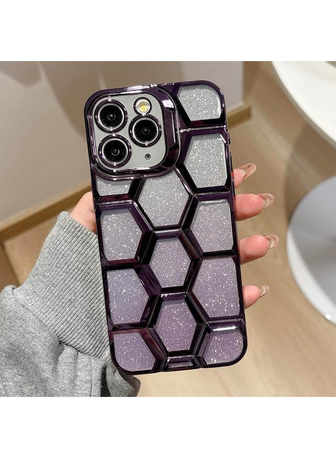 Zaboon Case For iPhone 11 Pro Electroplating Laser Engraving 3D Honeycomb Glitter TPU Phone Case - Image 1