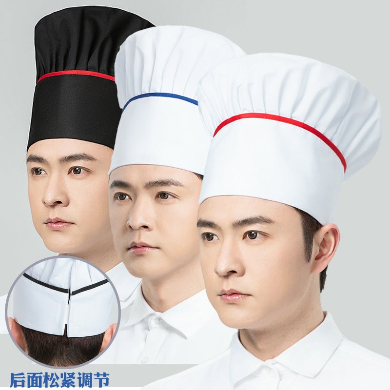 Chef Hat Men'S High Hat Work Clothes White Dome Cloth Hat El Restaurant Cotton Cake Hat Export - Image 2