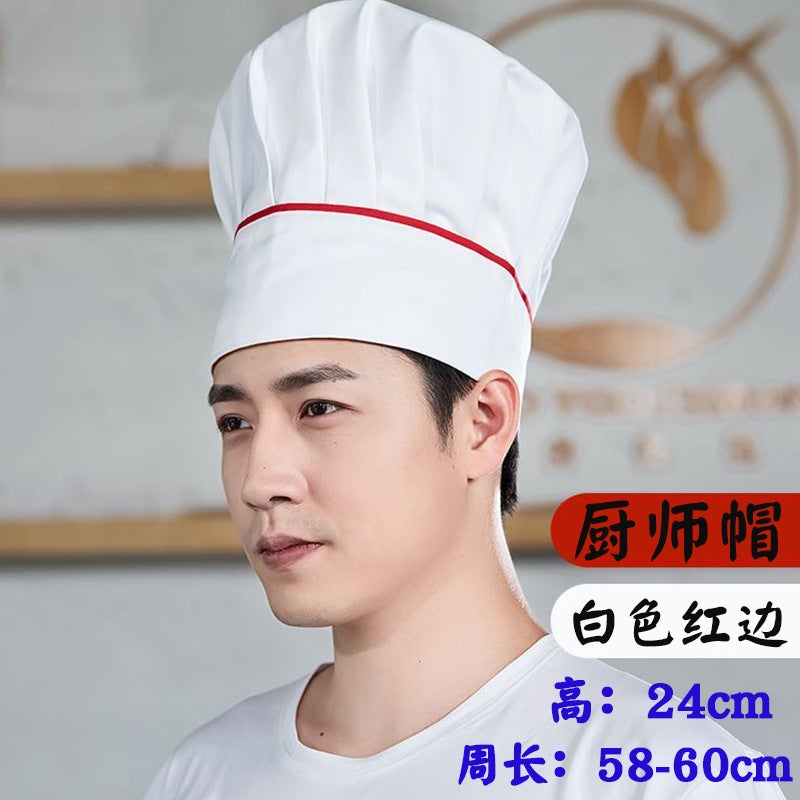Chef Hat Men'S High Hat Work Clothes White Dome Cloth Hat El Restaurant Cotton Cake Hat Export - Image 5