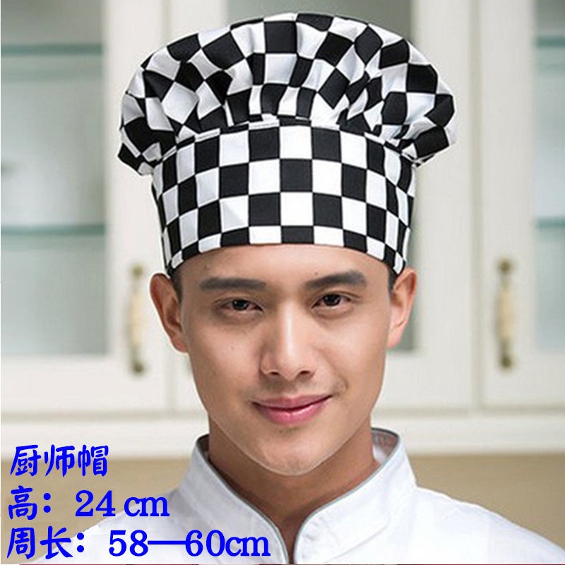 Chef Hat Men'S High Hat Work Clothes White Dome Cloth Hat El Restaurant Cotton Cake Hat Export - Image 1