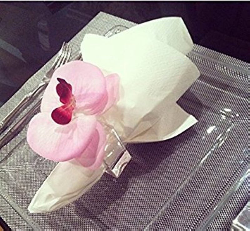 Sparkle Huang Acrylic Flower Bud Square Napkin Ring Set of 4 | Great for parties, weddings, and events | Crystal clear elegant table decor  - Image 2