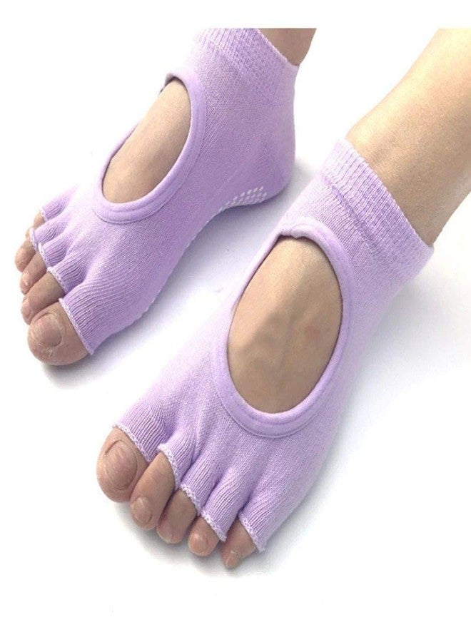 Digital Shoppy Women's Anti-Slip Massage Foot Care Tool Yoga Health Gel Orthopedic Socks (Light Purple; Medium) -1 Pair - Image 3
