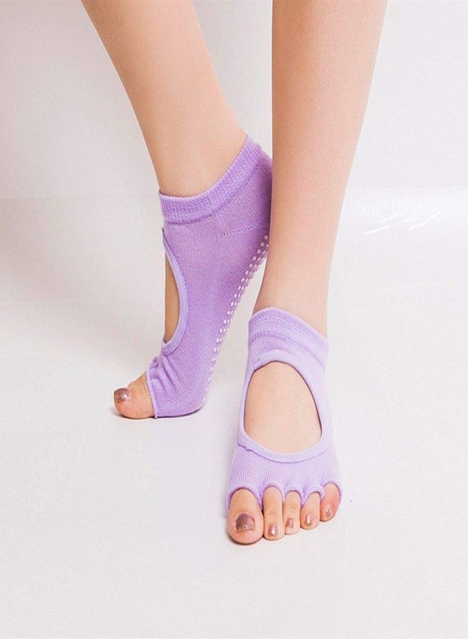 Digital Shoppy Women's Anti-Slip Massage Foot Care Tool Yoga Health Gel Orthopedic Socks (Light Purple; Medium) -1 Pair - Image 1