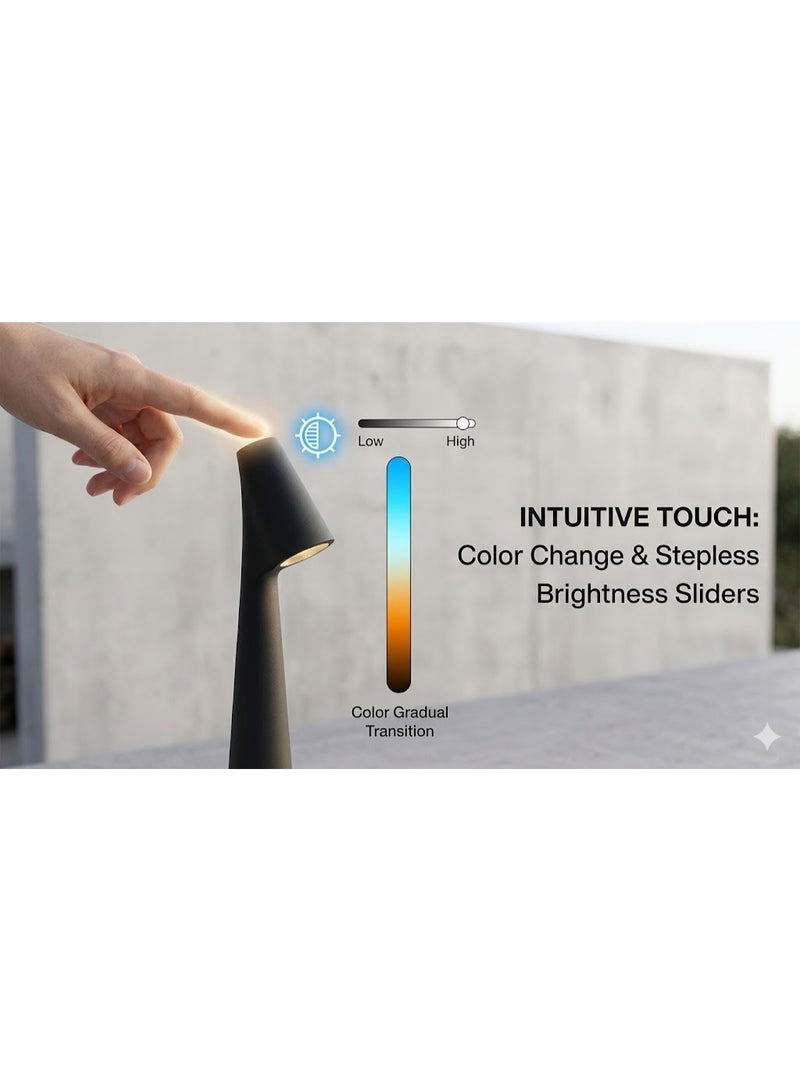 Captaintech Minimalist Sleek Cone Table Lamp: Portable Touch-Controlled Ambient Lighting with 3-Color Stepless Dimming - Image 2