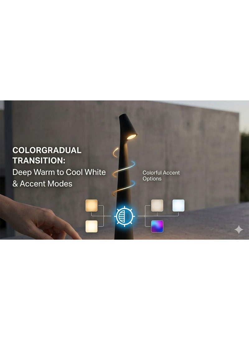 Captaintech Minimalist Sleek Cone Table Lamp: Portable Touch-Controlled Ambient Lighting with 3-Color Stepless Dimming - Image 3
