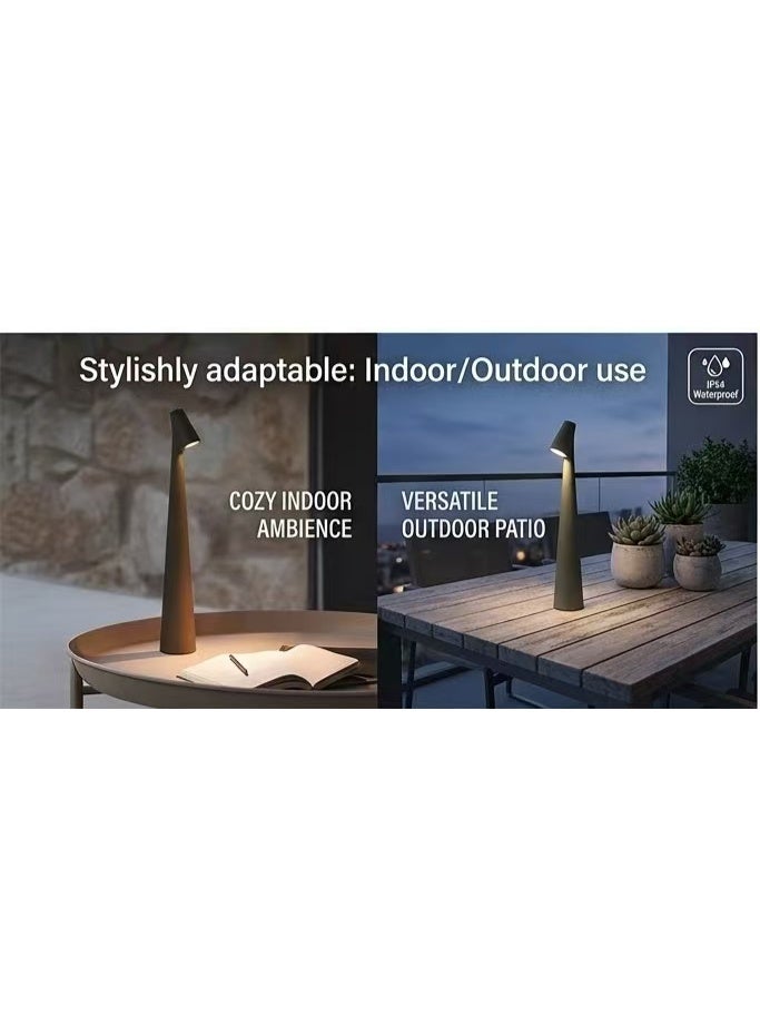 Captaintech Minimalist Sleek Cone Table Lamp: Portable Touch-Controlled Ambient Lighting with 3-Color Stepless Dimming - Image 4
