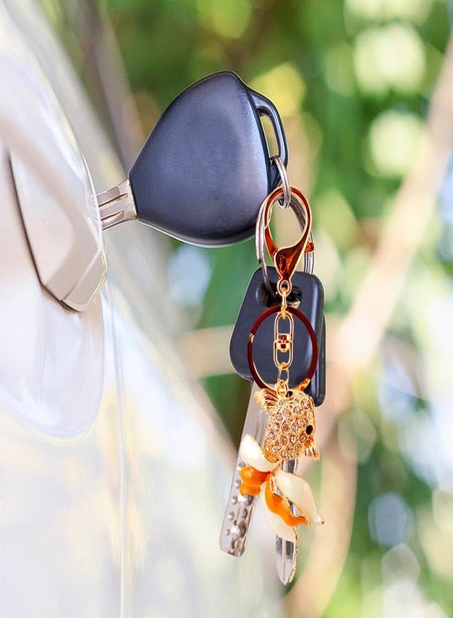 Eforcase سلسلة مفاتيح على شكل سمكة ذهبية لطيفة، قلادة لامعة، سلسلة مفاتيح معدنية، حلقات مفاتيح، سلاسل مفاتيح ساحرة للسيارة وحقائب الظهر وحقائب اليد - Image 3