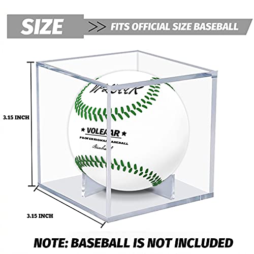VOLEAAR 4 Pack Baseball Display Case, UV Protected Acrylic Square Baseball Holder, Clear Cube Autograph Memorabilia Ball Display Cases, Official Size Baseball Display Box for Boy - Image 2