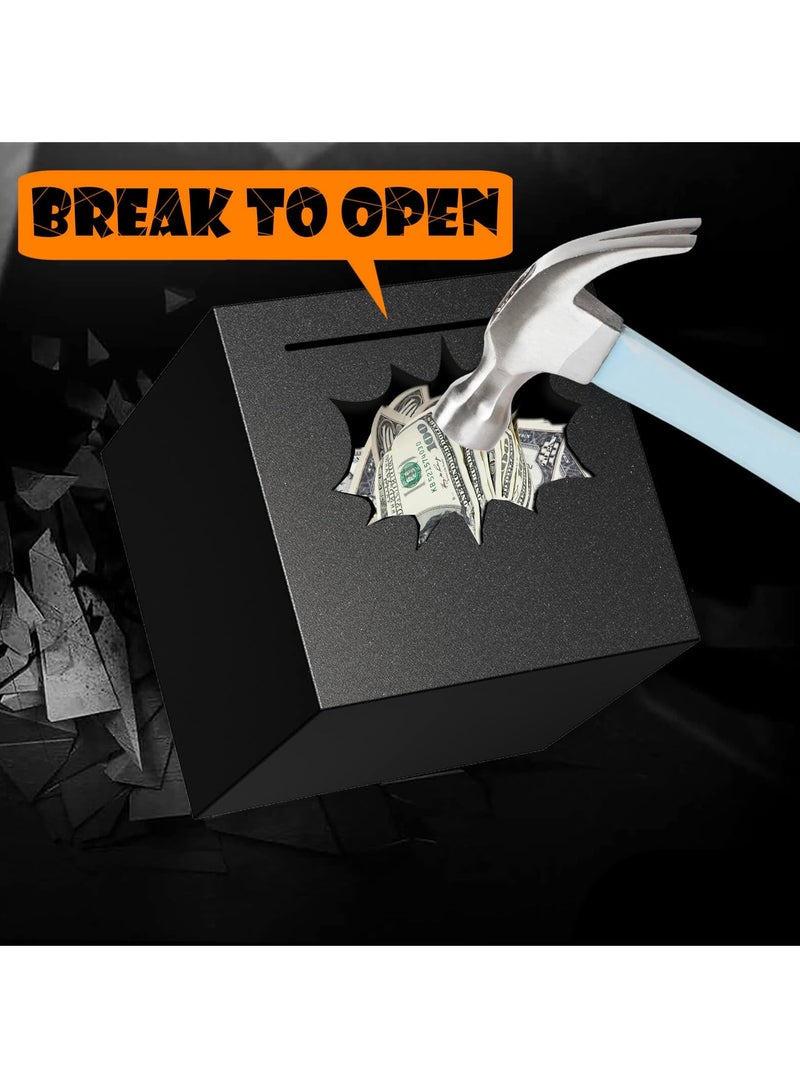 Bebiland Bank for Adults/Kids, Must Break to Access Money, Stainless Steel Savings Bank to Help Budget and Save, Metal Money Bank Only Savings Box,  5.9"X5.9"X5.9" Black - Image 3