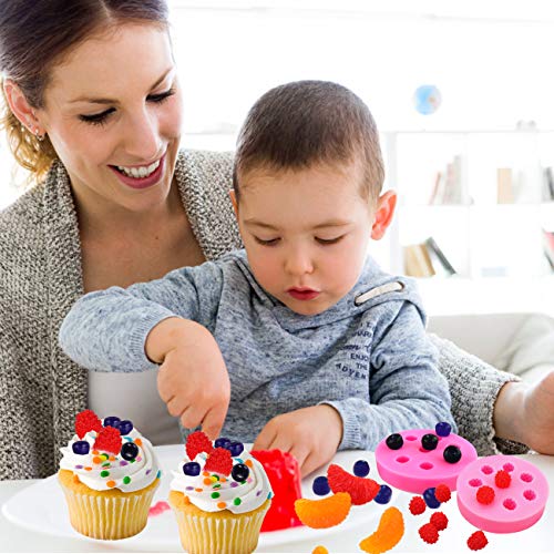 Juome 5Pcs Fruit Shaped Jelly Molds, 3D Mini Pineapple Strawberry Orange Blueberry Mulberry Candle Silicone Fruit Mold for Cupcake Decorating, Soap, Chocolate - Image 4