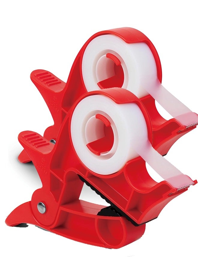 Generic Wrapping Paper Clamps - 2 Gift Wrapping Paper Holder Clamps With Integrated Tape Dispensers, Simple Gift Wrap Table Clamps, Wrapping Paper Holder Clips and Tape Dispensers (Cherry Red)  - Image 1
