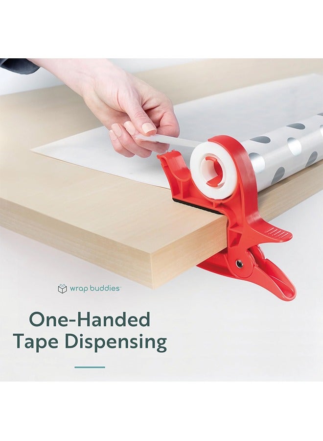 Generic Wrapping Paper Clamps - 2 Gift Wrapping Paper Holder Clamps With Integrated Tape Dispensers, Simple Gift Wrap Table Clamps, Wrapping Paper Holder Clips and Tape Dispensers (Cherry Red)  - Image 3