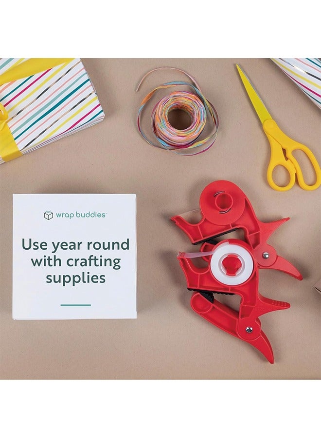 Generic Wrapping Paper Clamps - 2 Gift Wrapping Paper Holder Clamps With Integrated Tape Dispensers, Simple Gift Wrap Table Clamps, Wrapping Paper Holder Clips and Tape Dispensers (Cherry Red)  - Image 4