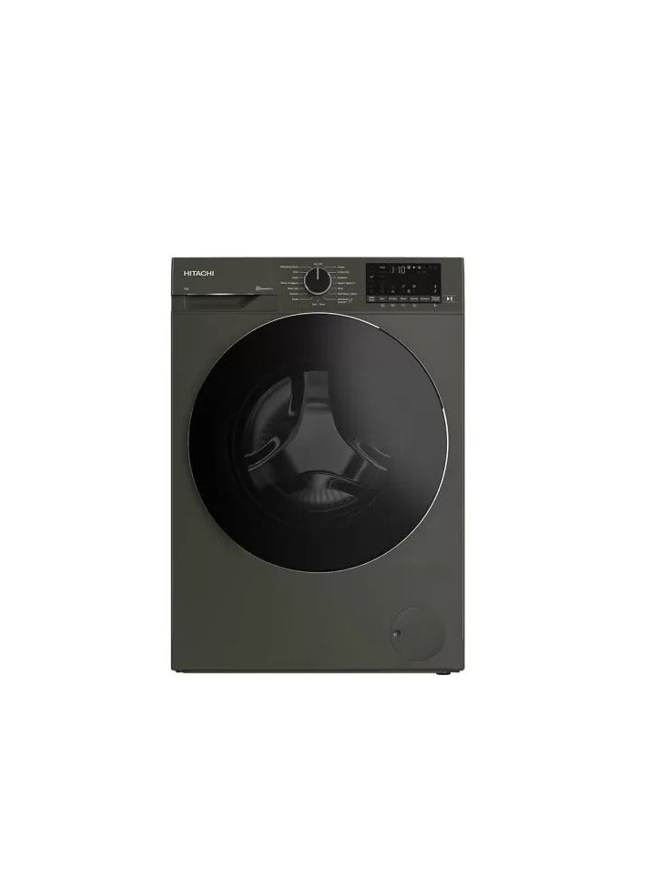 هيتاشي Washing Machine 9 kg 1400 rpm Inverter with Steam Gray BD-90YFVEM 9 kg BD-90YFVEM Volcanic Gray - Image 1