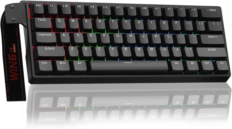 لوحة مفاتيح Aula WIN60 HE - 60%، لوحة مفاتيح ميكانيكية للألعاب، متصلة بالكابل، تحتوي على مفاتيح مغناطيسية قابلة للتبديل، تعديل سرعة الاستجابة، وضع الإطلاق السريع، معدل استطلاع يصل إلى 8000 هرتز، تصميم مدمج بنسبة 60%، مناسبة لأجهزة الكمبيوتر - Image 1