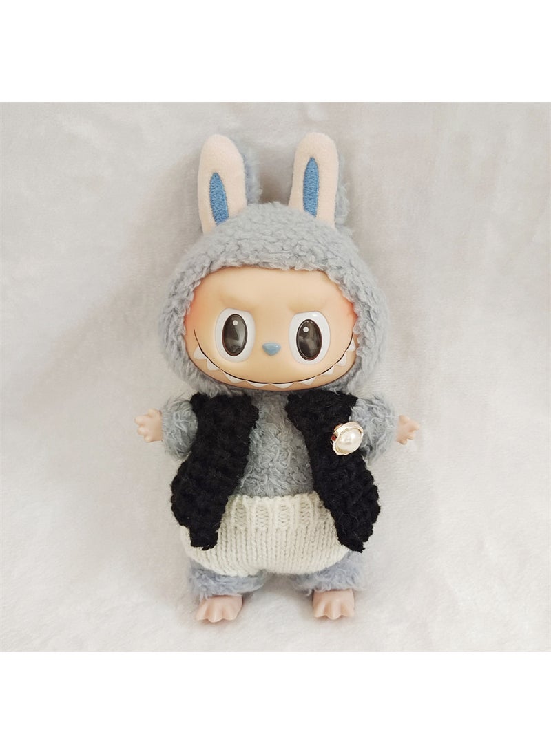 Hot Sale Labubu Doll Knit Underwear Vest Pants Accessories Black Knitted Vest White Knitted Underwear 