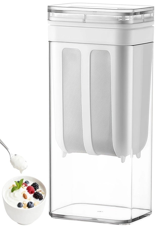 NIMBLOOM 1800 ml Yogurt Strainer, Fine Mesh Greek Yogurt Strainer for Whey Separation, Homemade Cream Cheese Maker with Stainless Steel Fine Mesh Bag and Lid for Yogurt, Soybean Milk, Kefir, Juice - Image 1