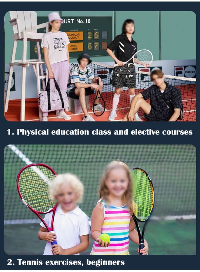 ZCM-HAPPY Single Tennis Racket Beginner Competition Training Set with Carry Bag for Adults Student Women Men Black - Image 2