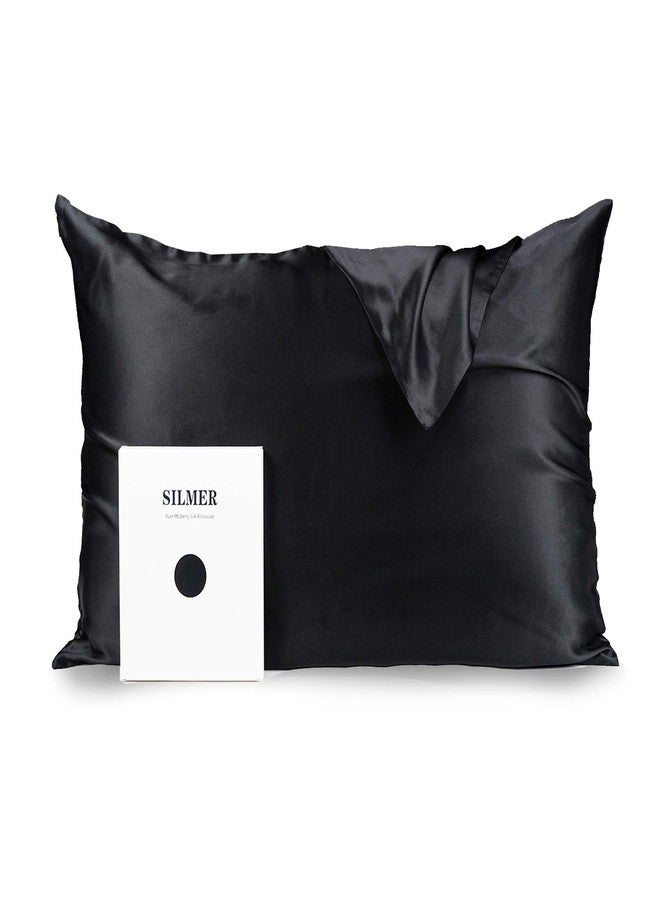 Silmer 100% Mulberry Silk Pillowcase for Hair and Skin - Both Sides 22 Momme 800 Thread Count Pillowcase Cover with Hidden Zipper Ultra-Soft and Breathable 1Pc (Black, Standard 20"*26") - Image 1