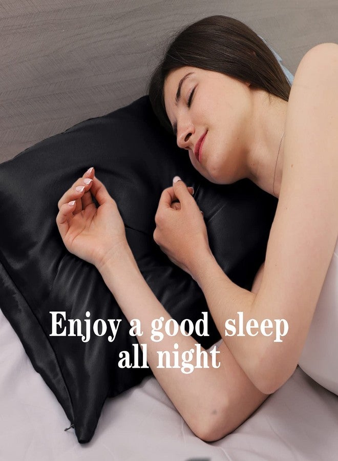 Silmer 100% Mulberry Silk Pillowcase for Hair and Skin - Both Sides 22 Momme 800 Thread Count Pillowcase Cover with Hidden Zipper Ultra-Soft and Breathable 1Pc (Black, Standard 20"*26") - Image 3