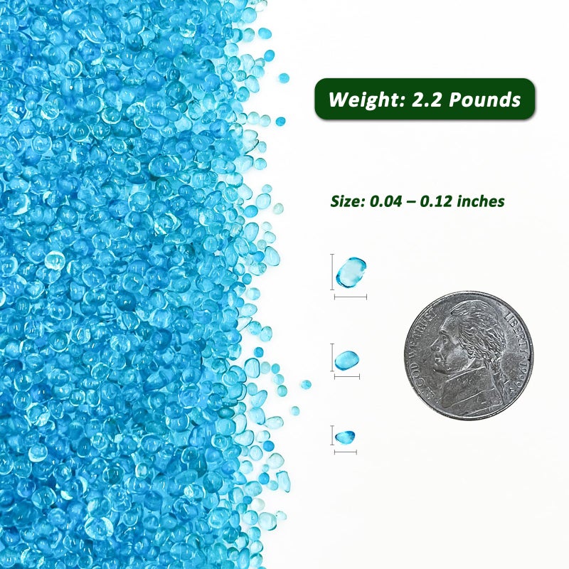 BXI 2.2 Lbs Small Aquarium Substrate Gravel Sand, Polished Smooth Fish Tank Gravel, Colorfast Uncoated Vibrant Blue Sea Glass, Decorative Stones for Vase Fillers, Fairy Garden, Potted Plants - Image 2