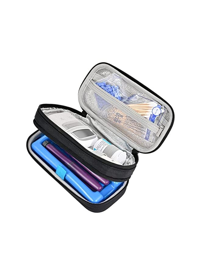 Procases - ProCase Insulin Cooler Travel Carrying Case, Portable Diabetes Cold Medication Organizer with Ice Brick, Upgraded Chill Pill Insulation Hard Bag for Insulin Pen Syringes Needle Kits Holder -Black - Image 1