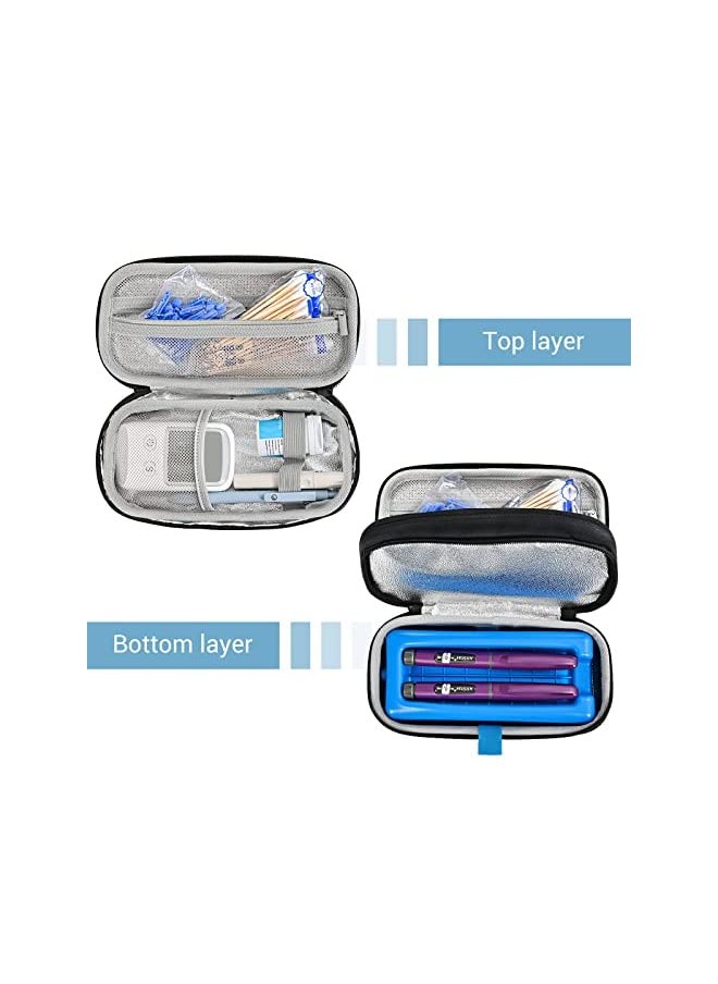 Procases - ProCase Insulin Cooler Travel Carrying Case, Portable Diabetes Cold Medication Organizer with Ice Brick, Upgraded Chill Pill Insulation Hard Bag for Insulin Pen Syringes Needle Kits Holder -Black - Image 1