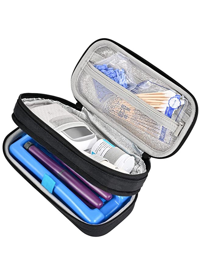Procases - ProCase Insulin Cooler Travel Carrying Case, Portable Diabetes Cold Medication Organizer with Ice Brick, Upgraded Chill Pill Insulation Hard Bag for Insulin Pen Syringes Needle Kits Holder -Black - Image 1