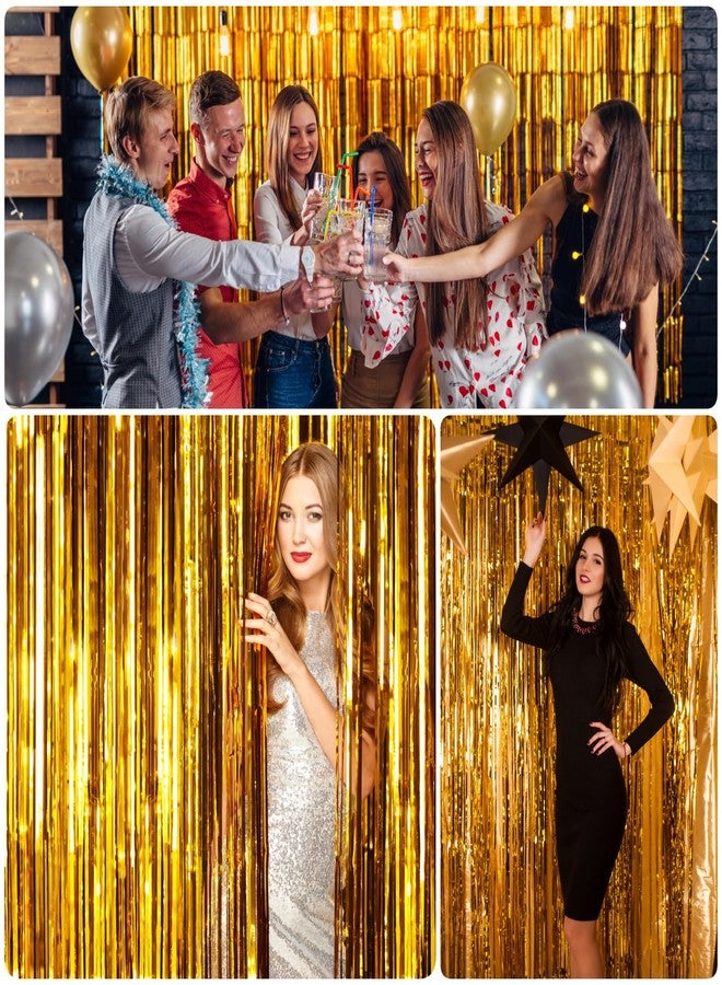 BBPOOL Gold Fringe Curtains for Birthday Party Decor 2 Pack 3.2ft x 8.2ft Gold Streamers Backdrop for Class of 2025 Graduation Baby Shower Party Decoration - Image 5