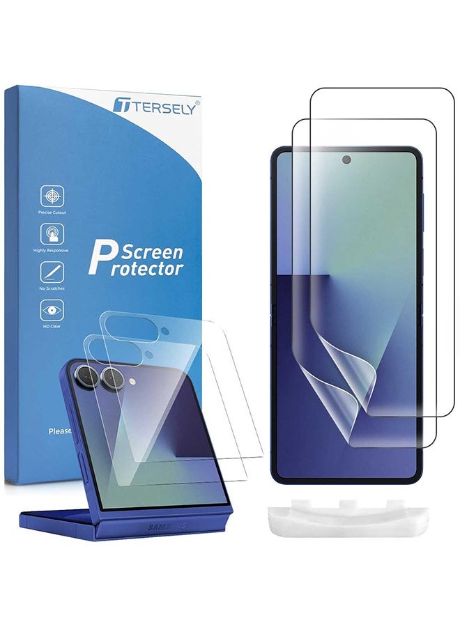 Tersely [2+2 Pack] Hydrogel Screen Protector for Samsung Galaxy Flip 7 5G (2025), 2 Pack Inside TPU Screen Protector+ 2 Pack Front Tempered Glass Screen Protector - Image 1