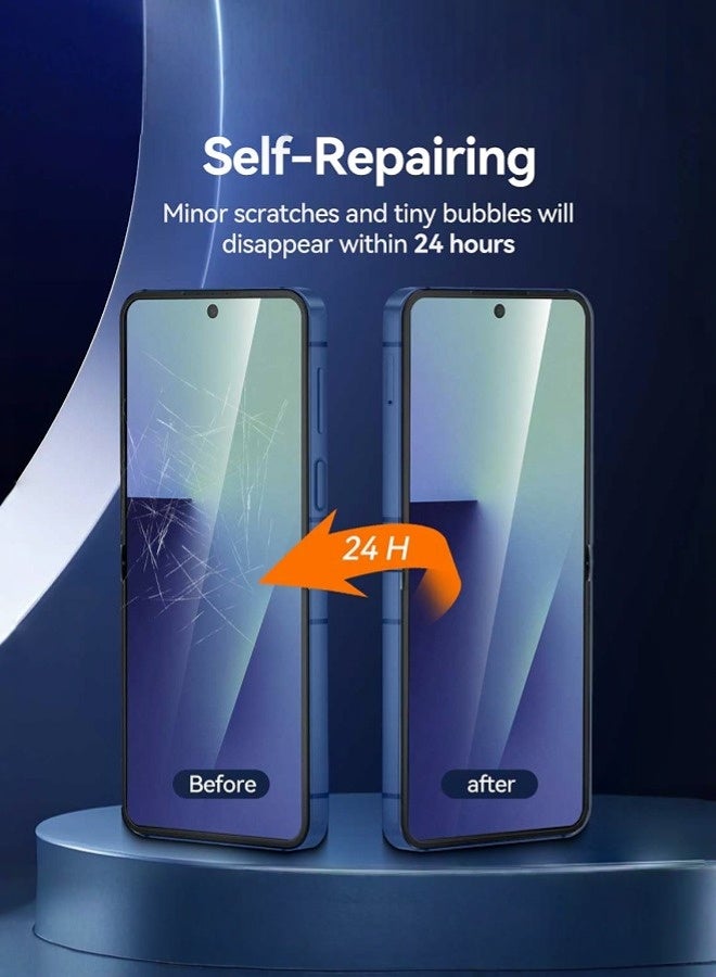 Tersely [2+2 Pack] Hydrogel Screen Protector for Samsung Galaxy Flip 7 5G (2025), 2 Pack Inside TPU Screen Protector+ 2 Pack Front Tempered Glass Screen Protector - Image 4