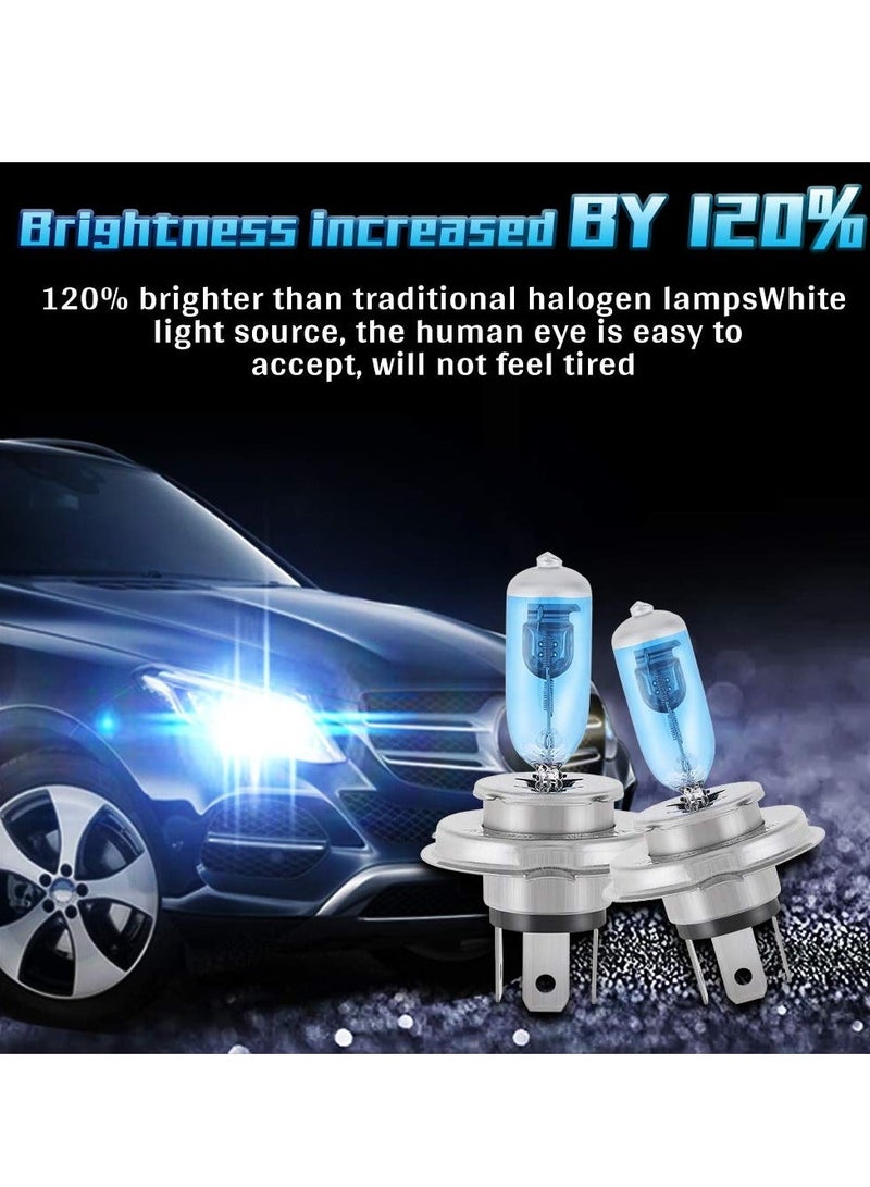 LED Headlight Bulbs, Fog Light Lamp, H4 Halogen Xenon Light, 100W Halogen Headlight Bulbs  6000K Super Bright, 360 Degree Adjustable, Non-polarity Plug & Play, Pack of 4, White