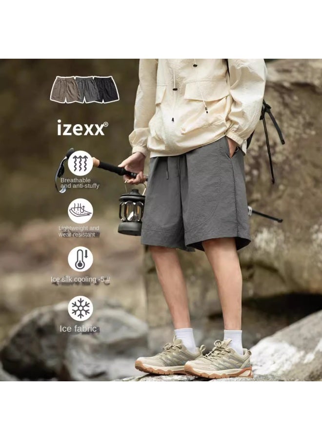 Izexx بنطال قصير صيفي من إيزيكس للجبال في الهواء الطلق سريع الجفاف خفيف الوزن قابل للتنفس فضفاض عادي للسفر مقاوم للتجاعيد للرجال - Image 3