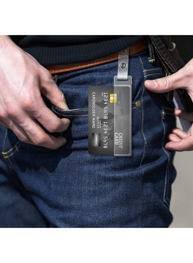 Sinmoe Swipe Badge Holder Id Holder Half Card Vertical Half Card Clear Plastic Swipe Card Holder Half Side Id Holder Hard Easy Slide Badge Holder With Gripper For Swiping Id Credit Name Card (10 Pack) - Image 4