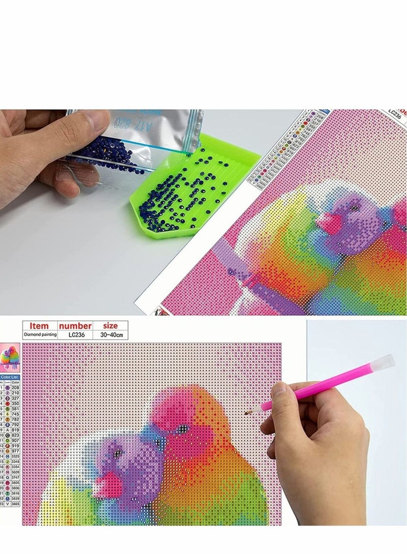 Excefore Color Parrot 5D Full Drill Diamond Art Painting Kit for Kids Crystal Rhinestone Painting Accessories Embroidery Paint with Diamond 12 x 16 Inch - Image 5