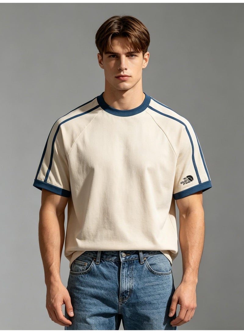 The North Face men's and women's parallel bars contrast short-sleeved T-shirts outdoor casual loose couple's sports tops, cotton structural design T-shirts. - Image 3