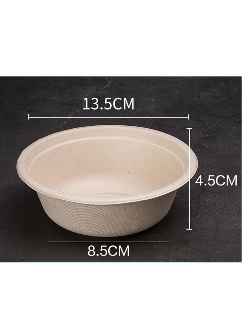 Generic Disposable 350ml small paper bowl, 50 pack compostable bowl, eco-friendly biodegradable bowl made from sugar cane, heavy serving bowl for ice cream, chili and dessert  - Image 2