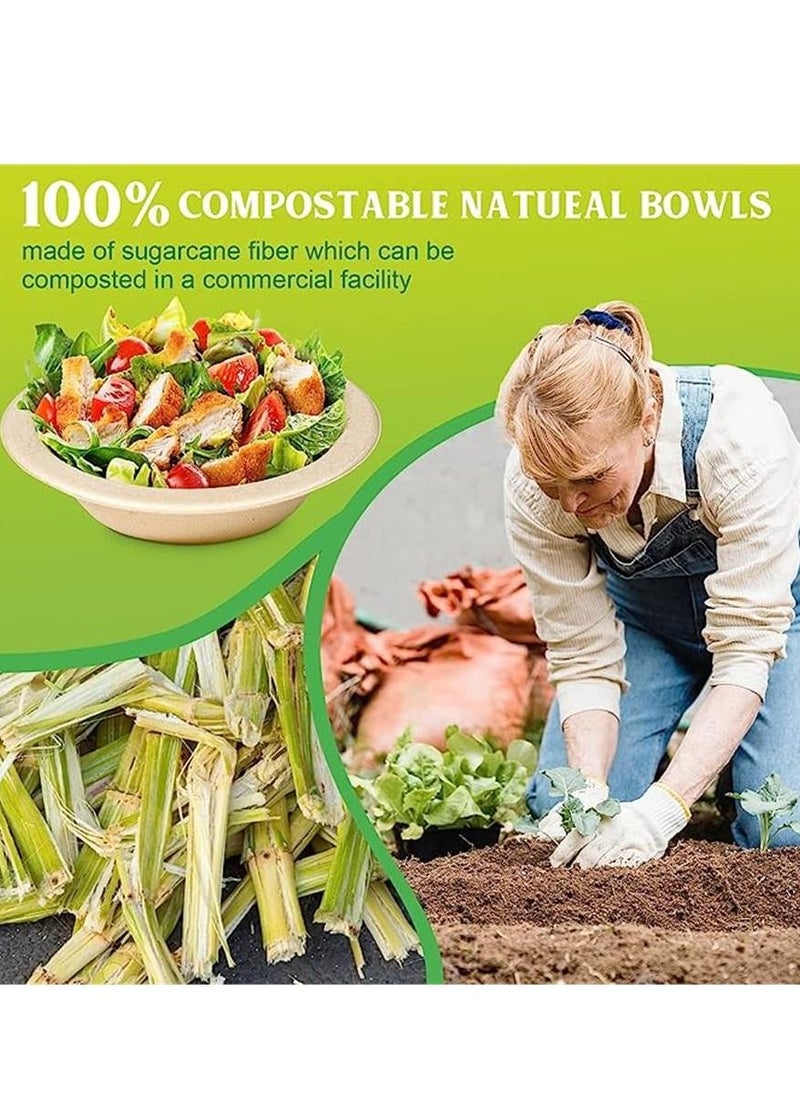 Generic Disposable 350ml small paper bowl, 50 pack compostable bowl, eco-friendly biodegradable bowl made from sugar cane, heavy serving bowl for ice cream, chili and dessert  - Image 5