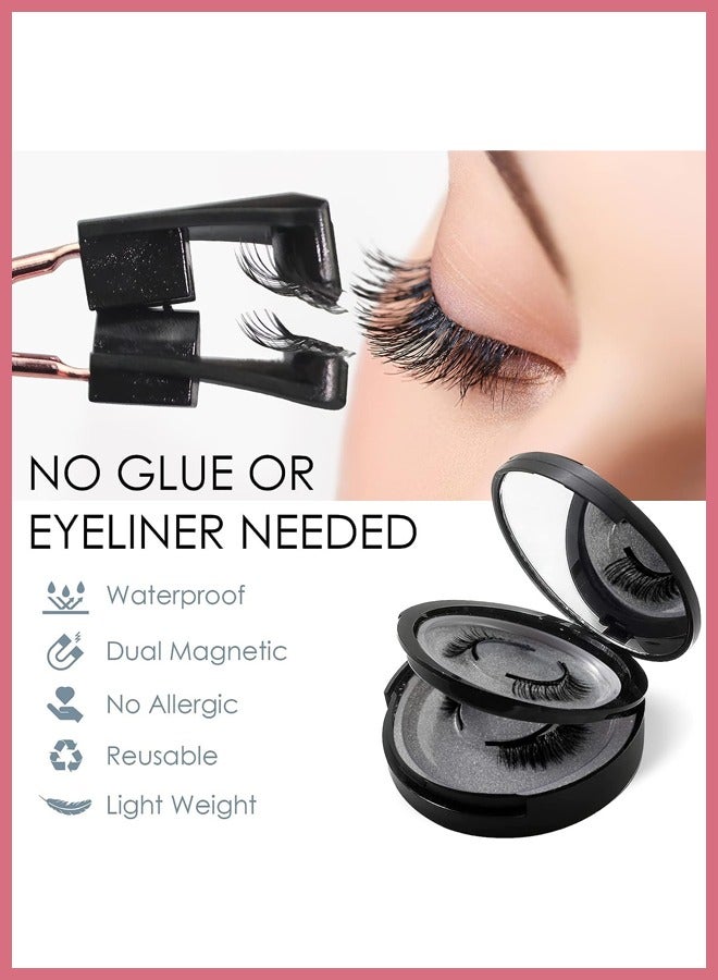 BONITO Magnetic Eyelashes Set with Applicator, Natural Look False Lashes, Reusable Dual-Magnet Lashes, Glue-Free & Waterproof, Comfortable All-Day Wear for Women & Beginners - Image 2