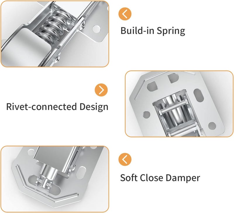 Chibery 4 Pack 90 Degree Soft Close Surface Mount Spring Hinges, Easy Installation No Pre-drilled, Noiseless Frameless Hidden Concealed Kitchen Cabinet Hinge for Cupboard Folded Replacement Hardware - Image 5