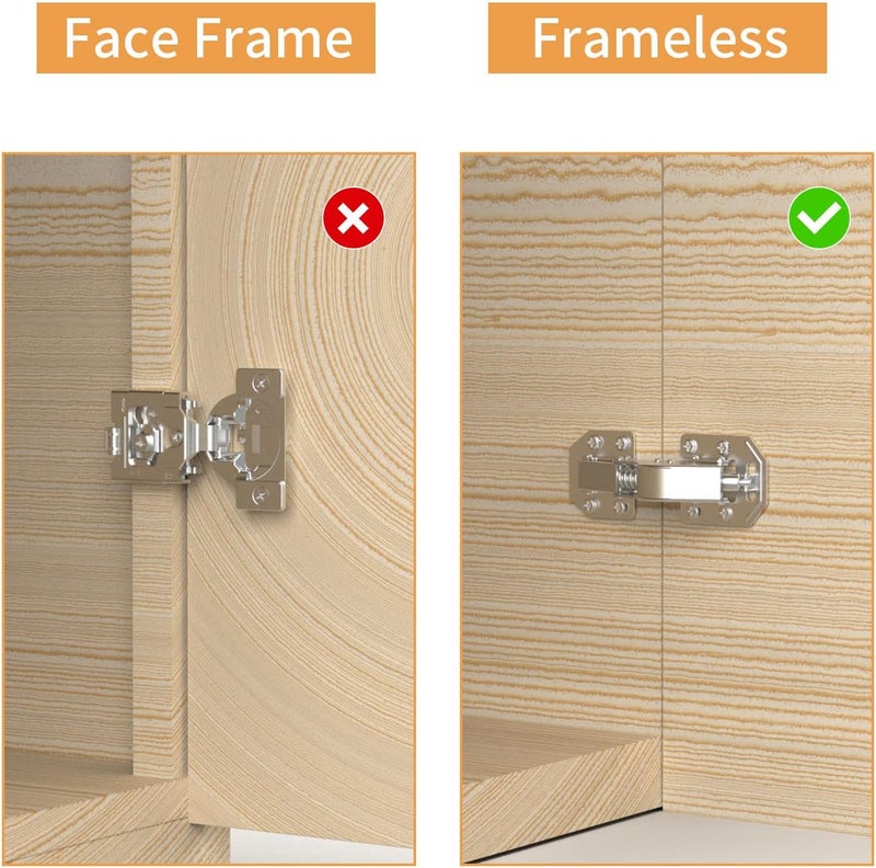 Chibery 4 Pack 90 Degree Soft Close Surface Mount Spring Hinges, Easy Installation No Pre-drilled, Noiseless Frameless Hidden Concealed Kitchen Cabinet Hinge for Cupboard Folded Replacement Hardware - Image 2