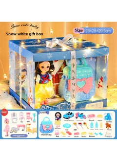 Doll Toy Girl Lisa Elsa Elsa Princess Gift Box Dress-up Simulation Suit High-end Cake Gift-Color:Barbie Doll 6-inch [VC8040C-Snow White-color Box + Mail Order Box] + Barbie Accessories Bag With Light
