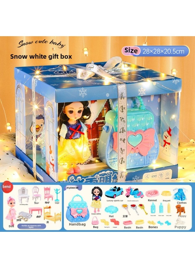 Generic - Doll Toy Girl Lisa Elsa Elsa Princess Gift Box Dress-up Simulation Suit High-end Cake Gift-Color:Barbie Doll 6-inch [VC8040C-Snow White-color Box + Mail Order Box] + Barbie Accessories Bag With Light - Image 1