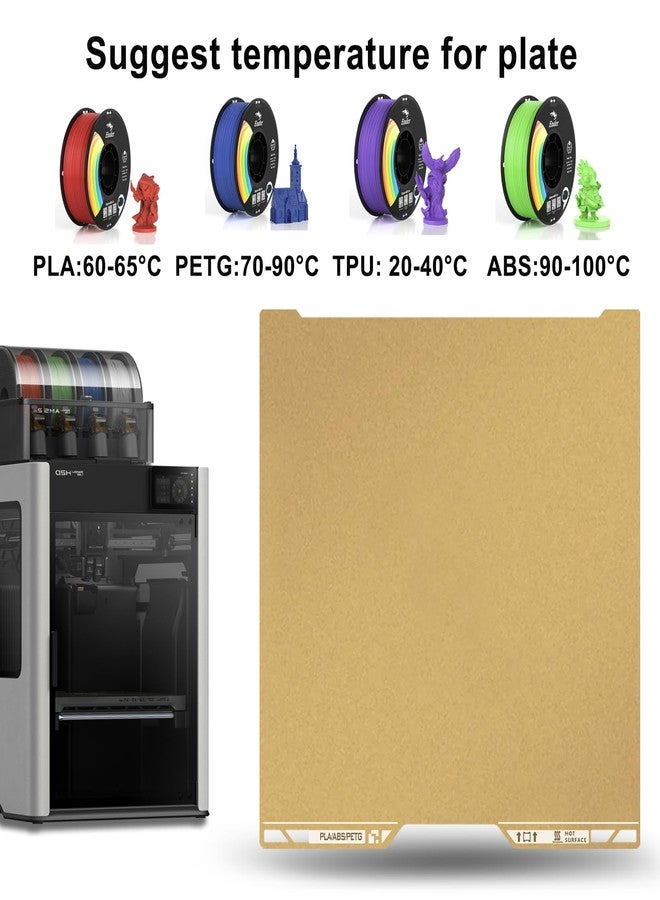 Sahvaim Same as OEM for Bambu H2D/H2S Textured PEI Plate with QR Code, 355x346mm Double Sided Flexible Spring Steel Magnetic Platform Print Bed PEI Sheet for Bambu Lab H2D/H2S 3D Printer(Gold) - Image 5